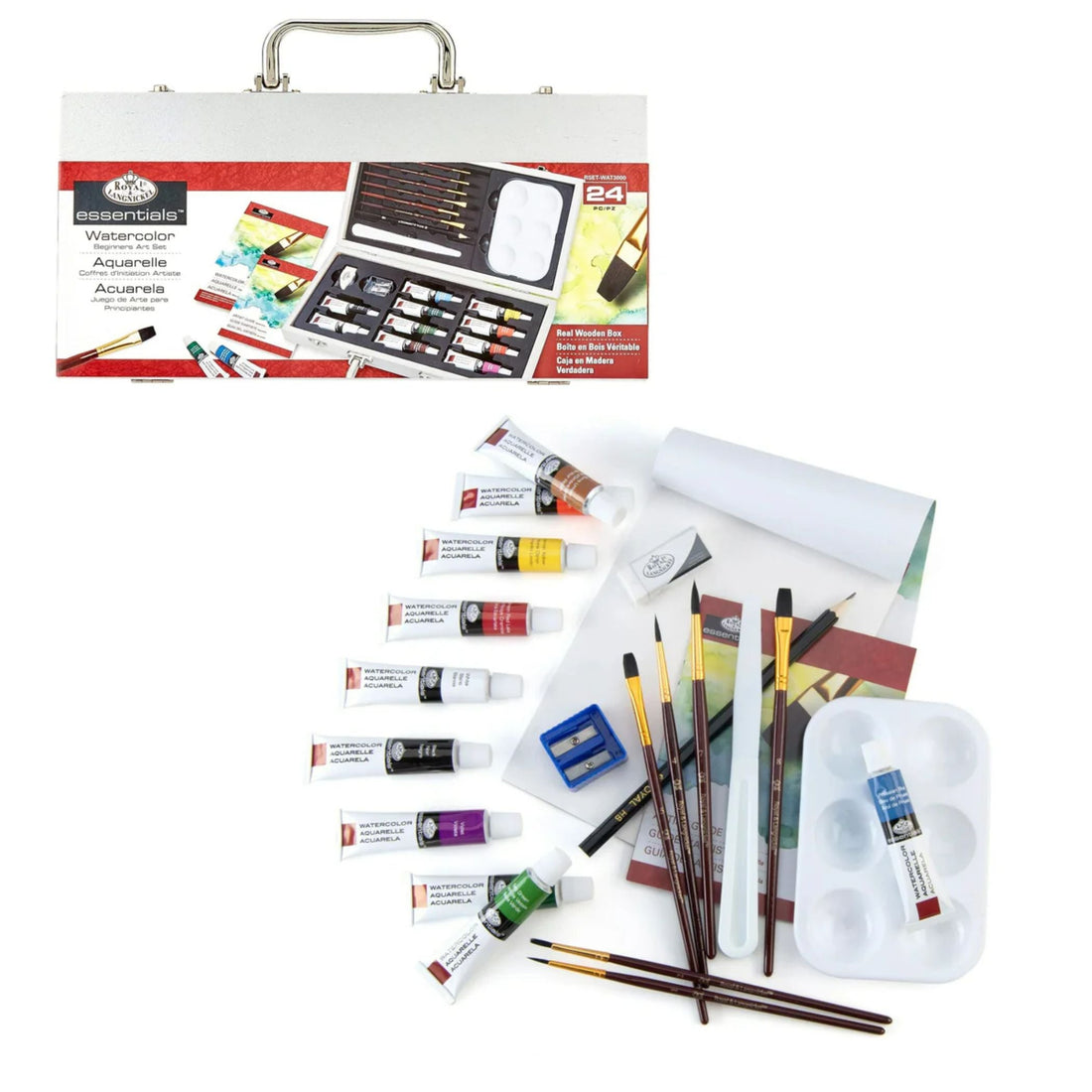 Beginner Watercolor Painting Wooden Box Set  / Set de Acuarelas para Principiantes Acuarela Royal Langnickel