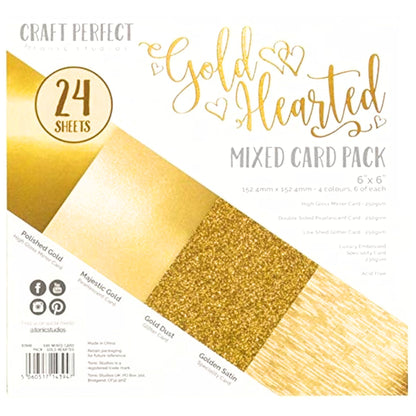 Mixed Card Pack Gold Hearted / Papel en Tonos Dorados 6"x6" Descontinuado Tonic Studios