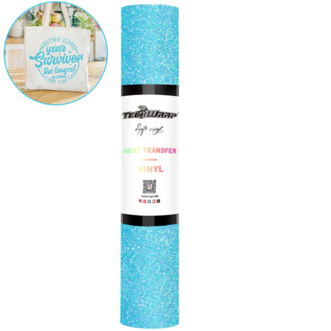 Elsa Blue Fancy Glitter Heat Transfer Vinyl / Vinil Termoadhesivo Diamantina Elegante Azul Viniles Teckwrap