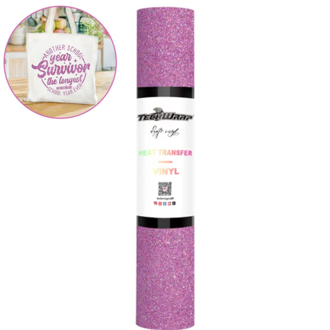 Flamingo Pink Fancy Glitter Heat Transfer Vinyl / Vinil Termoadhesivo Diamantina Elegante Rosa Viniles Teckwrap