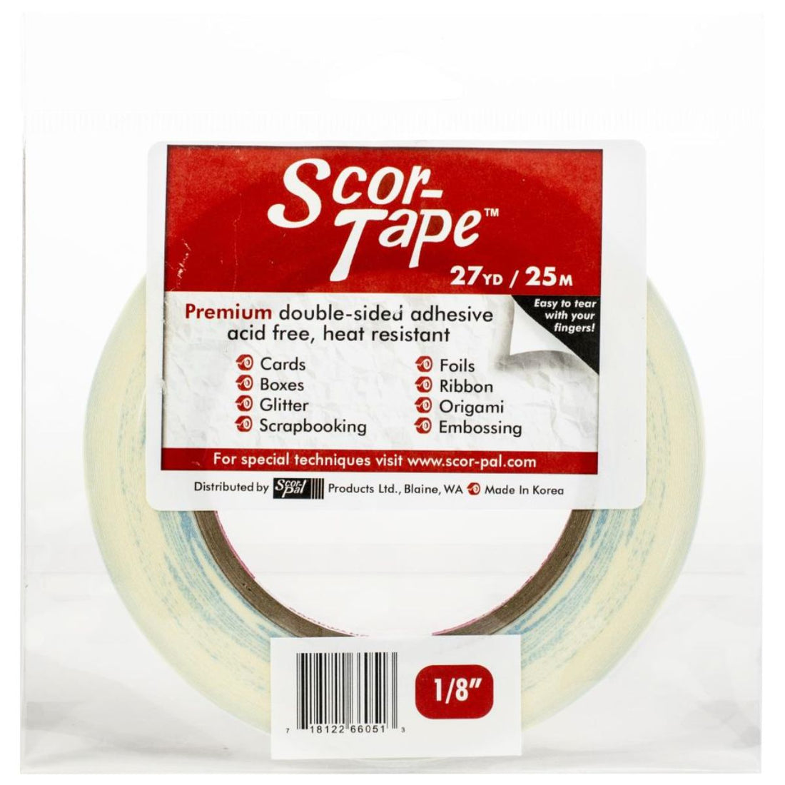 Scor-Tape Double Sided Tape 1/8" /  Cinta Doble Cara 3mm Adhesivos / Pegamentos Scor-Pal
