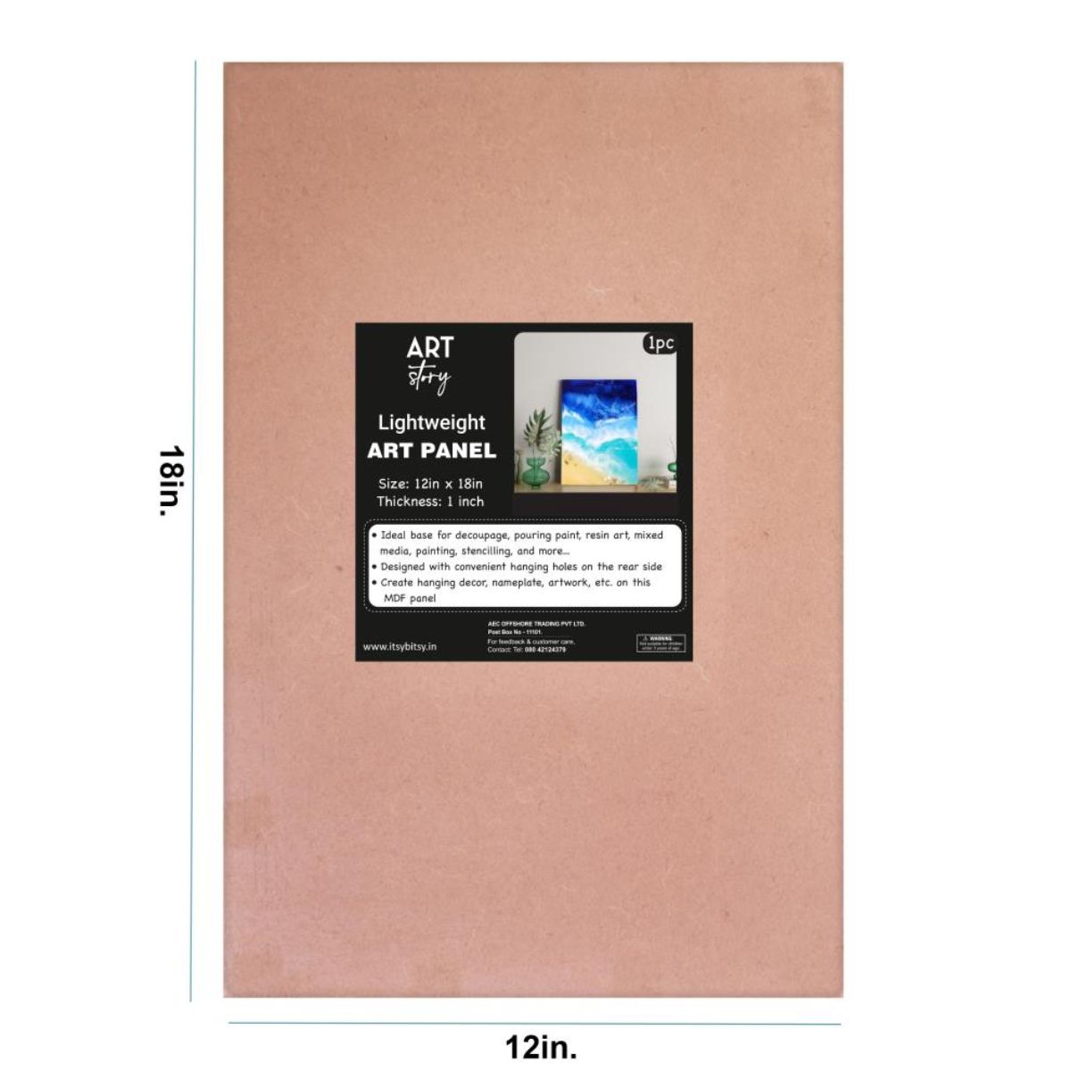 MDF Lightweight Art Panel 12&quot; x 18&quot; / Panel para Pintar Ligero (Rectangular Decoupage Little Birdie