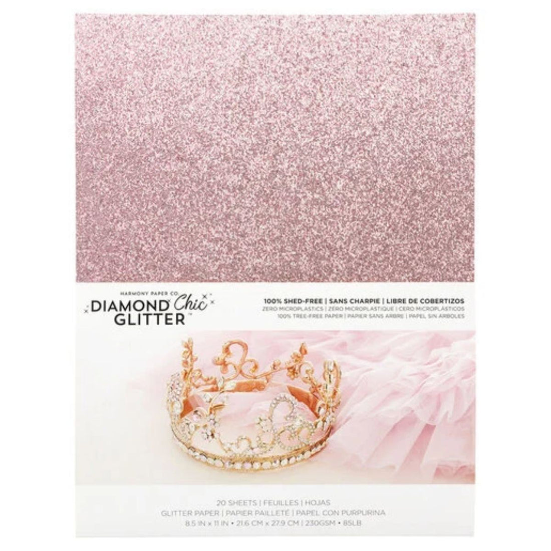 Diamond Chic Glitter Cardstock / 20 Hojas Cartulina Glitter T. Carta Rosa Papel Harmony Paper