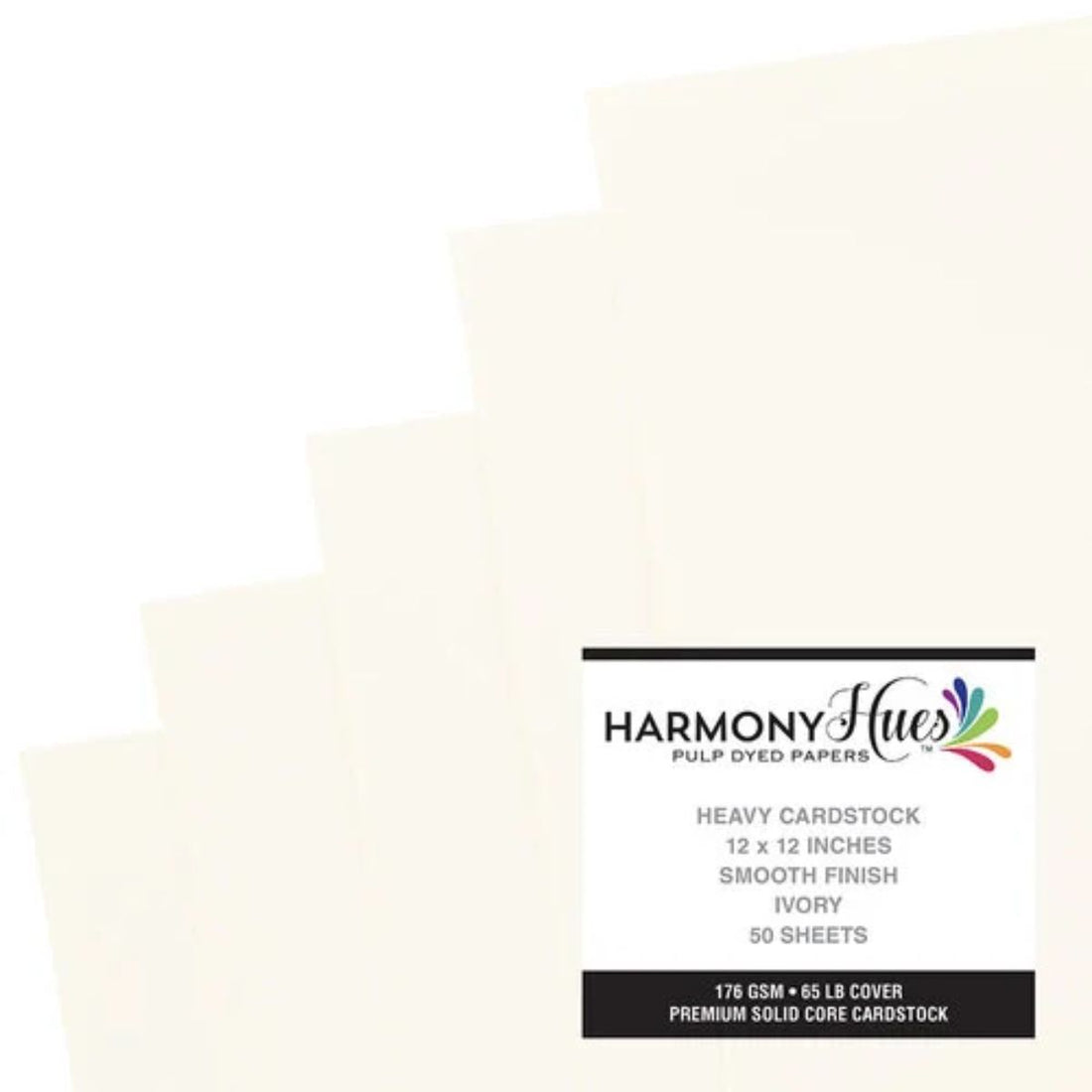 Ivory Cardstock 12" 176gm / 50 Hojas Cartulina Premium Marfil Papel Harmony Paper