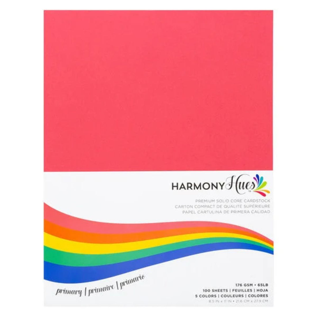 Primary Cardstock 8.5" / 100 Hojas Cartulina Premium Colores Primarios T. Carta Papel Harmony Paper