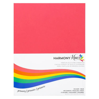 Primary Cardstock 8.5&quot; / 100 Hojas Cartulina Premium Colores Primarios T. Carta Papel Harmony Paper