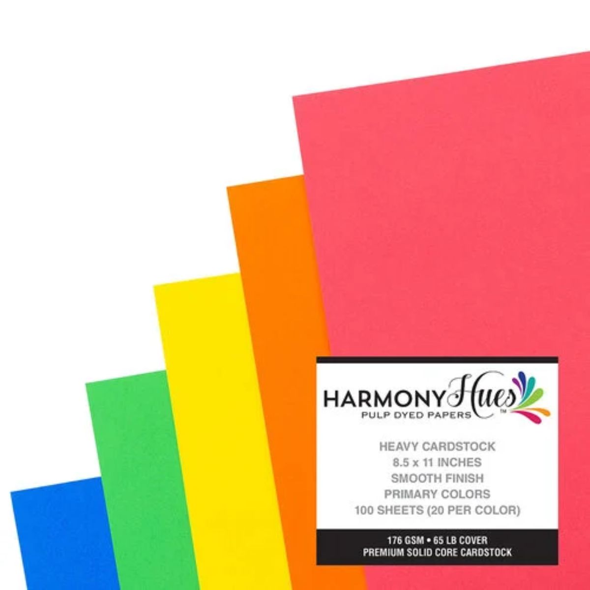 Primary Cardstock 8.5&quot; / 100 Hojas Cartulina Premium Colores Primarios T. Carta Papel Harmony Paper