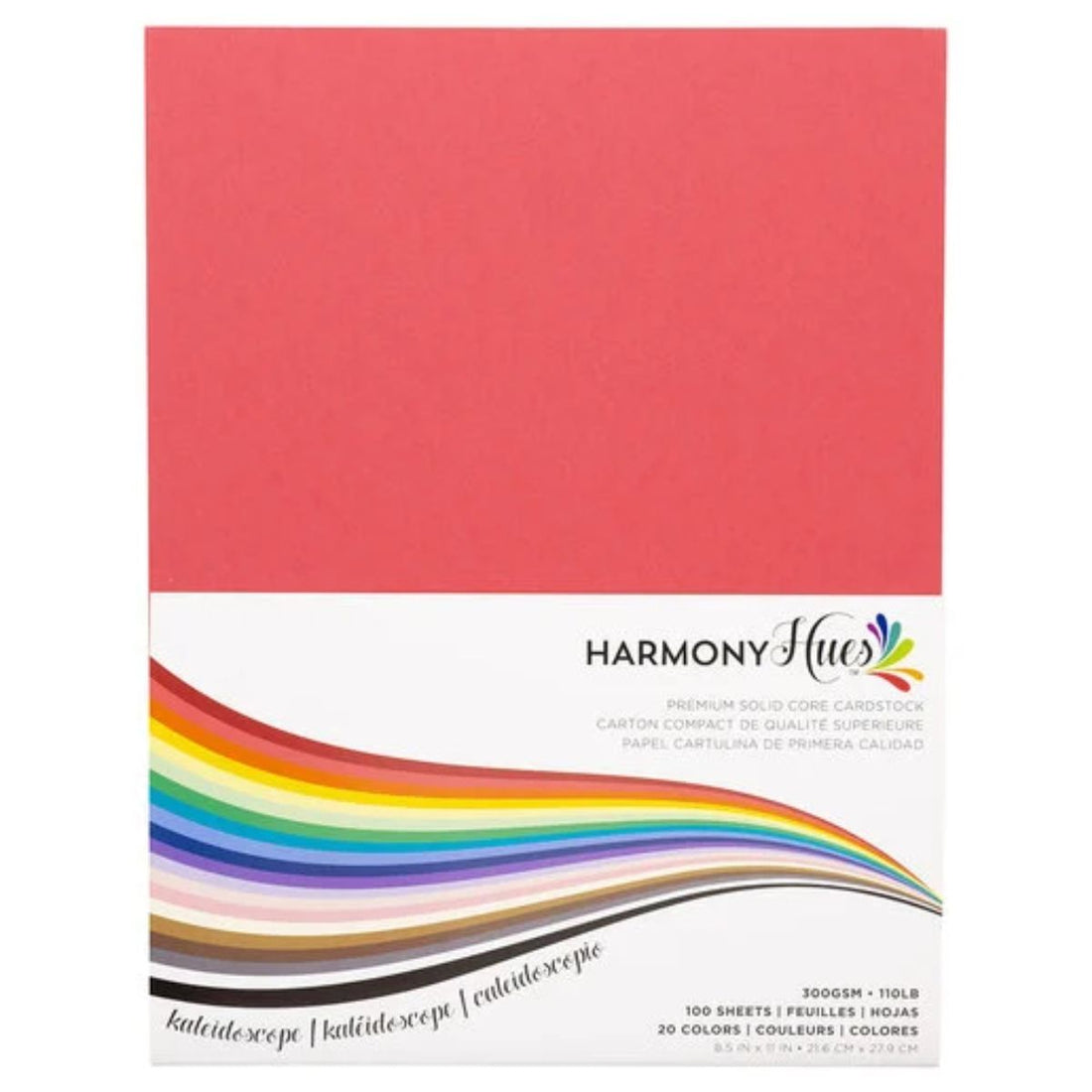 Kaleidoscope Cardstock 8.5" 300gm / 100 Hojas Cartulina Premium Carta 20 Colores Papel Harmony Paper