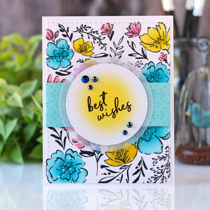 Cling Rubber Stamp A2 Inky Floral / Sello de Goma Cling Fondo Floral Sellos Pinkfresh Studio