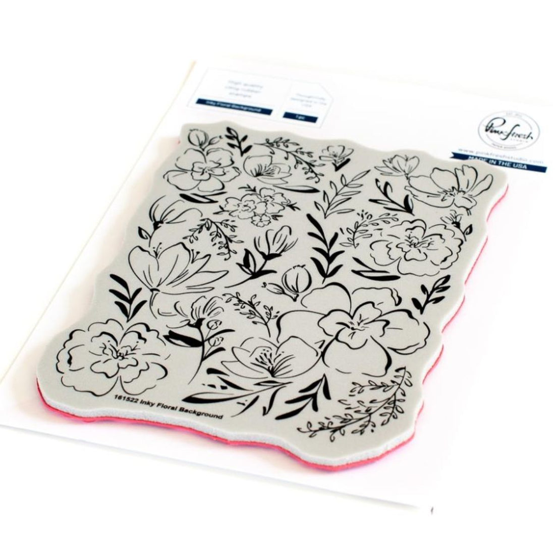Cling Rubber Stamp A2 Inky Floral / Sello de Goma Cling Fondo Floral Sellos Pinkfresh Studio