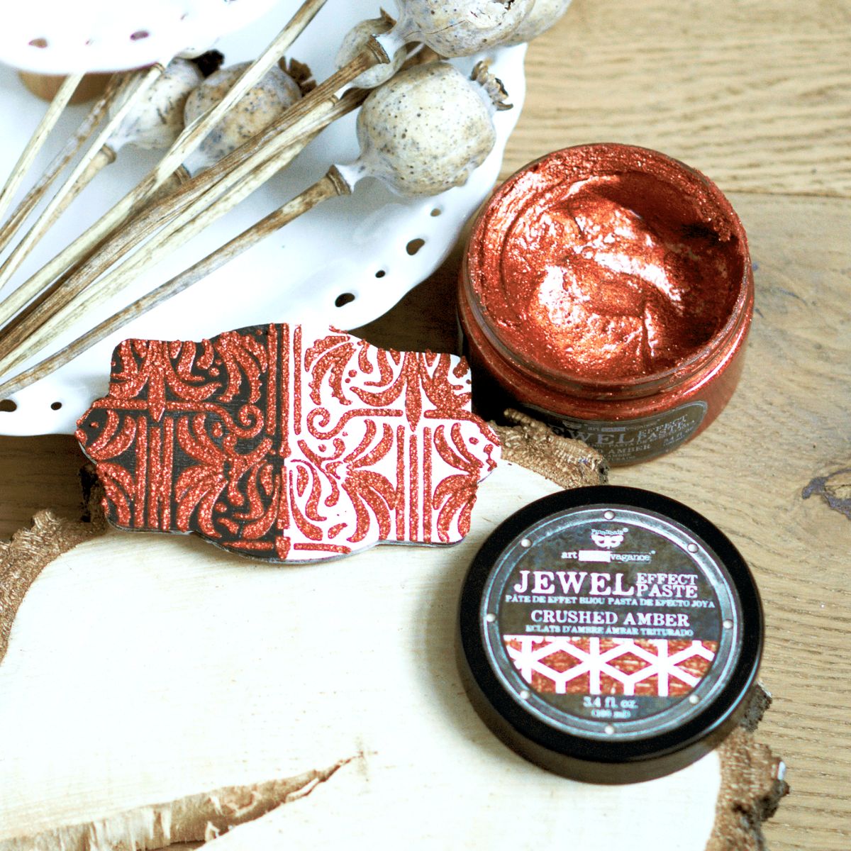 Finnabair Art Extravagance Jewel Texture Paste / Pasta Texturizadora Ámbar Pintura y Medios Mixtos Prima Marketing