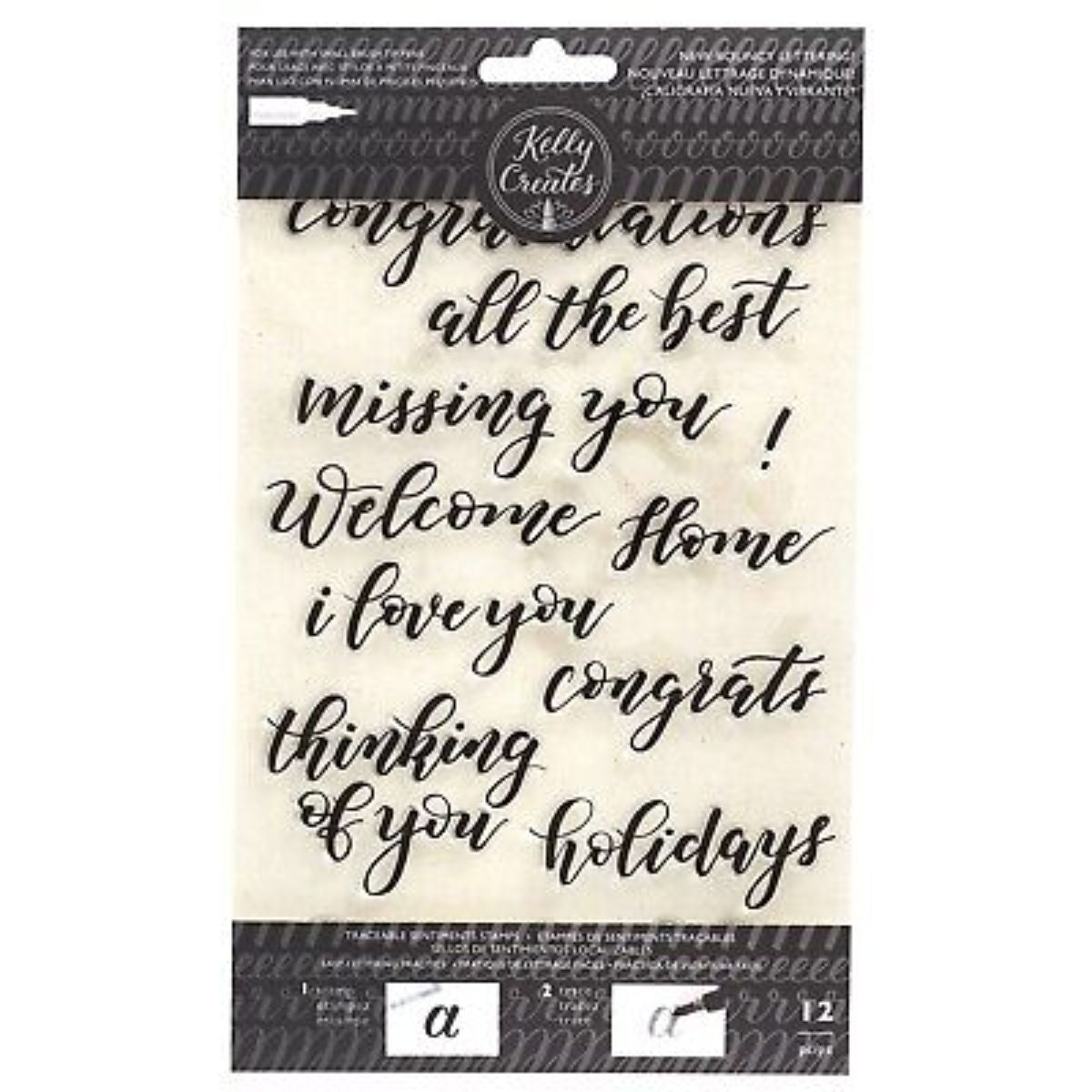 Kelly Creates Stamps Bouncy Sentiments / Sellos de Sentimientos en Inglés para Practicar Caligrafía Sellos Kelly Creates