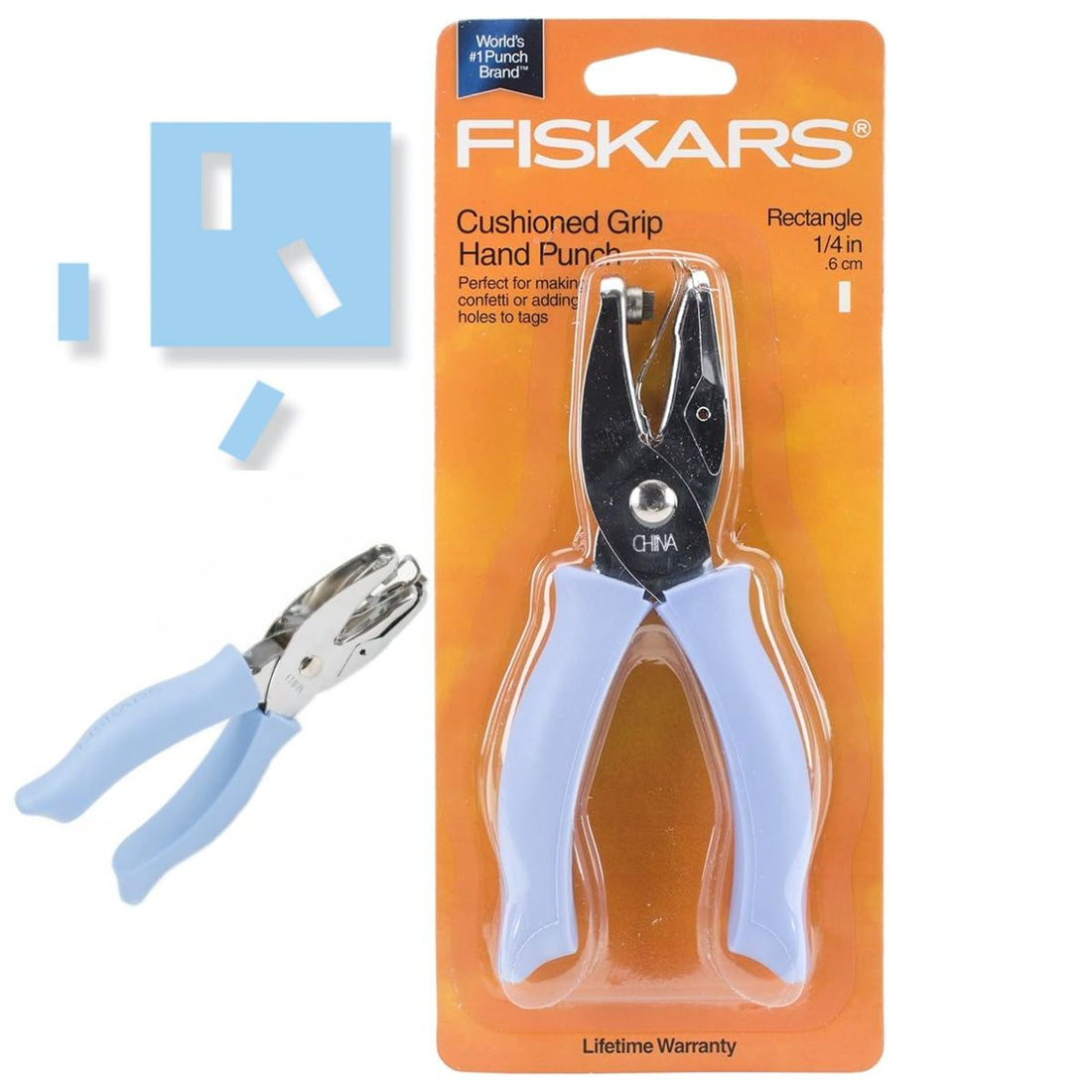 Cushioned Grip Hand Punch Rectangle 1/4&quot; / Perforadora de Hoyitos de Rectángulo 0.6 cm Perforadoras Fiskars