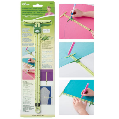 Supersize Sliding Gauge / Regla Grange Deslizable 5 en 1 Costura Clover