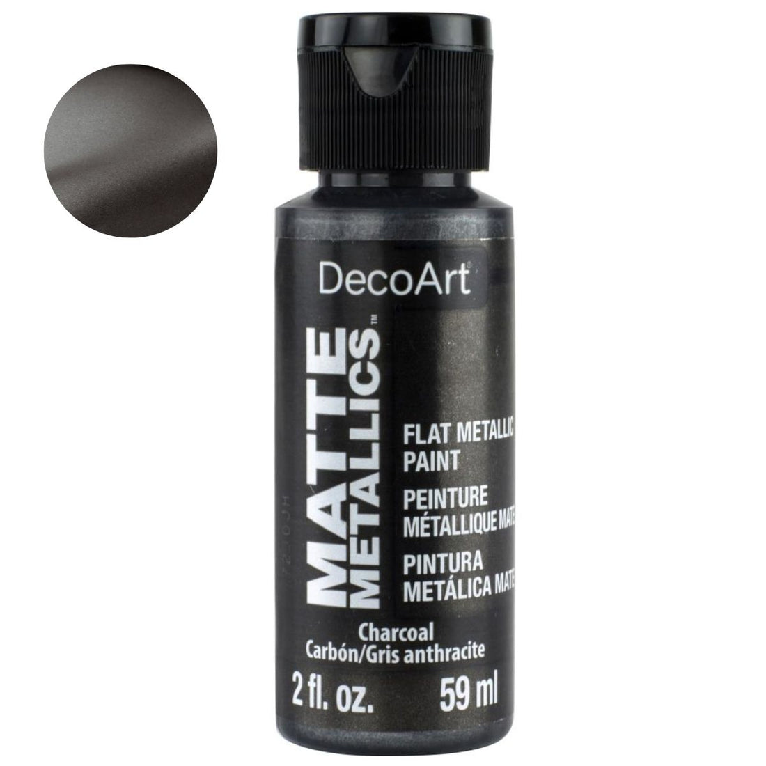 Acrylic Matte Metallics Charcoal / Pintura AcrÃlica Metálica Mate Color Carbon Acrìlicos DecoArt