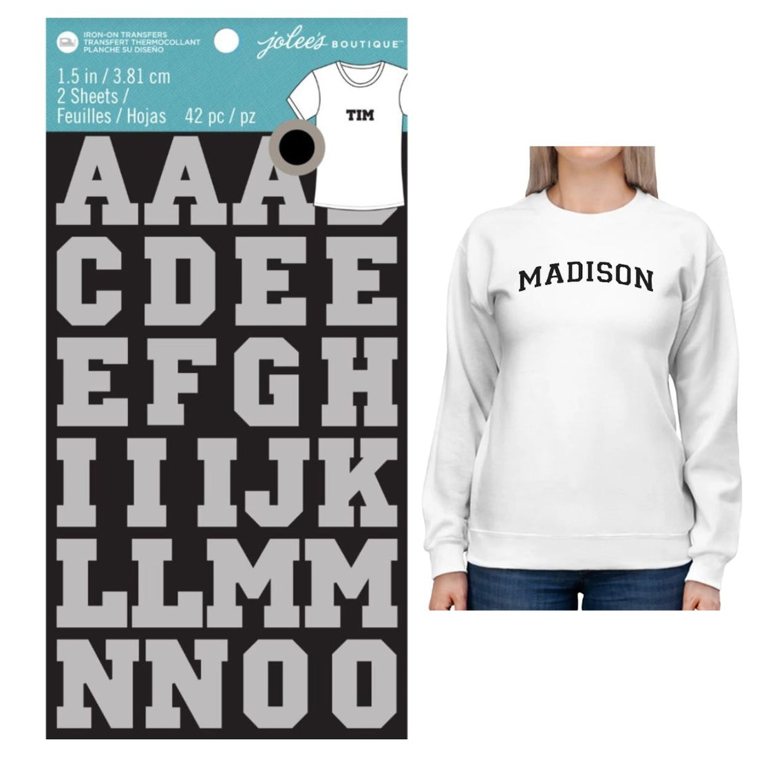 Easy Image Flocked Alphabet Black / Alfabeto Termoadhesivo para Tela Negro Viniles Jolee&
