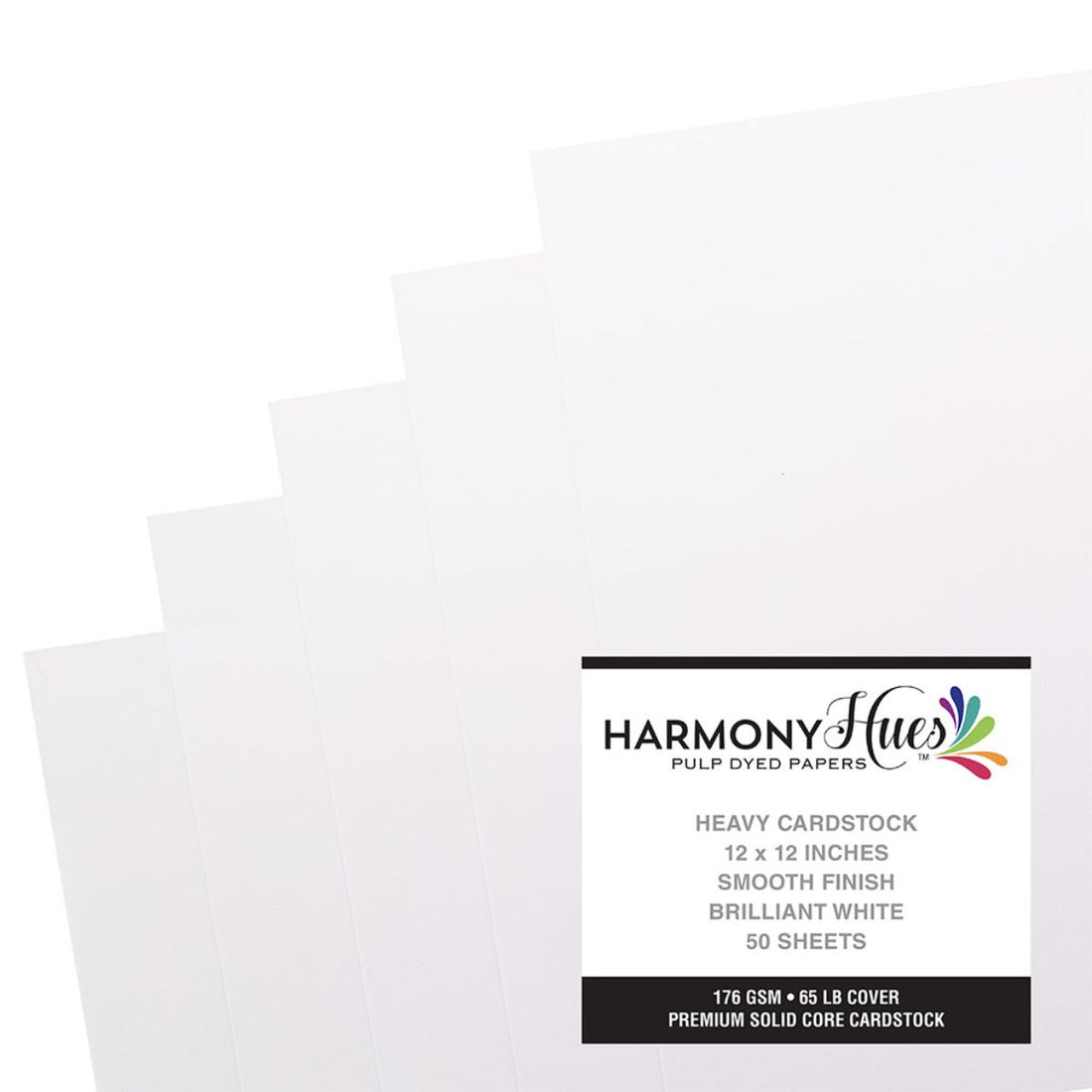 Brilliant White Cardstock 12" / 50 Hojas Cartulina Blanca Premium 30.5 cm Papel Harmony Paper