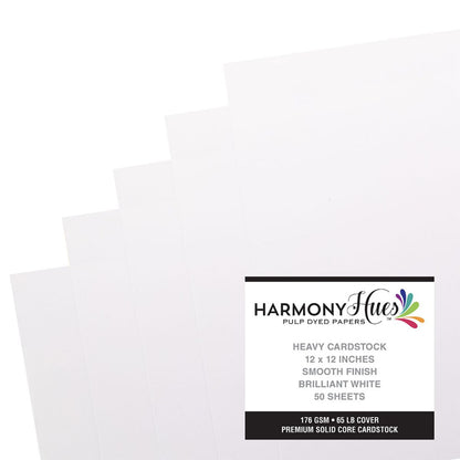 Brilliant White Cardstock 12&quot; / 50 Hojas Cartulina Blanca Premium 30.5 cm Papel Harmony Paper