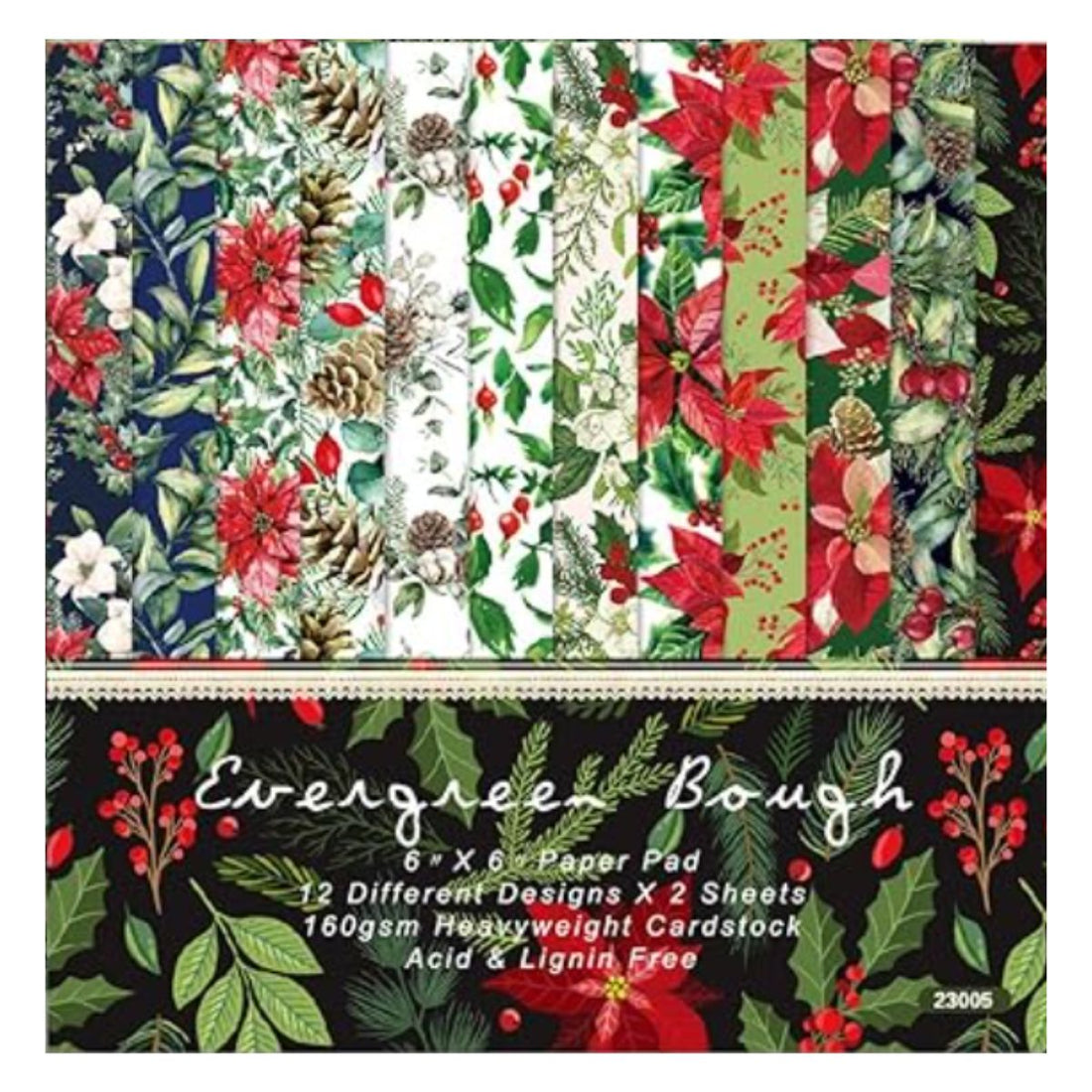 Holiday Evergreen Bough 6&quot; / Block de Papel Navideño Papel DCWV