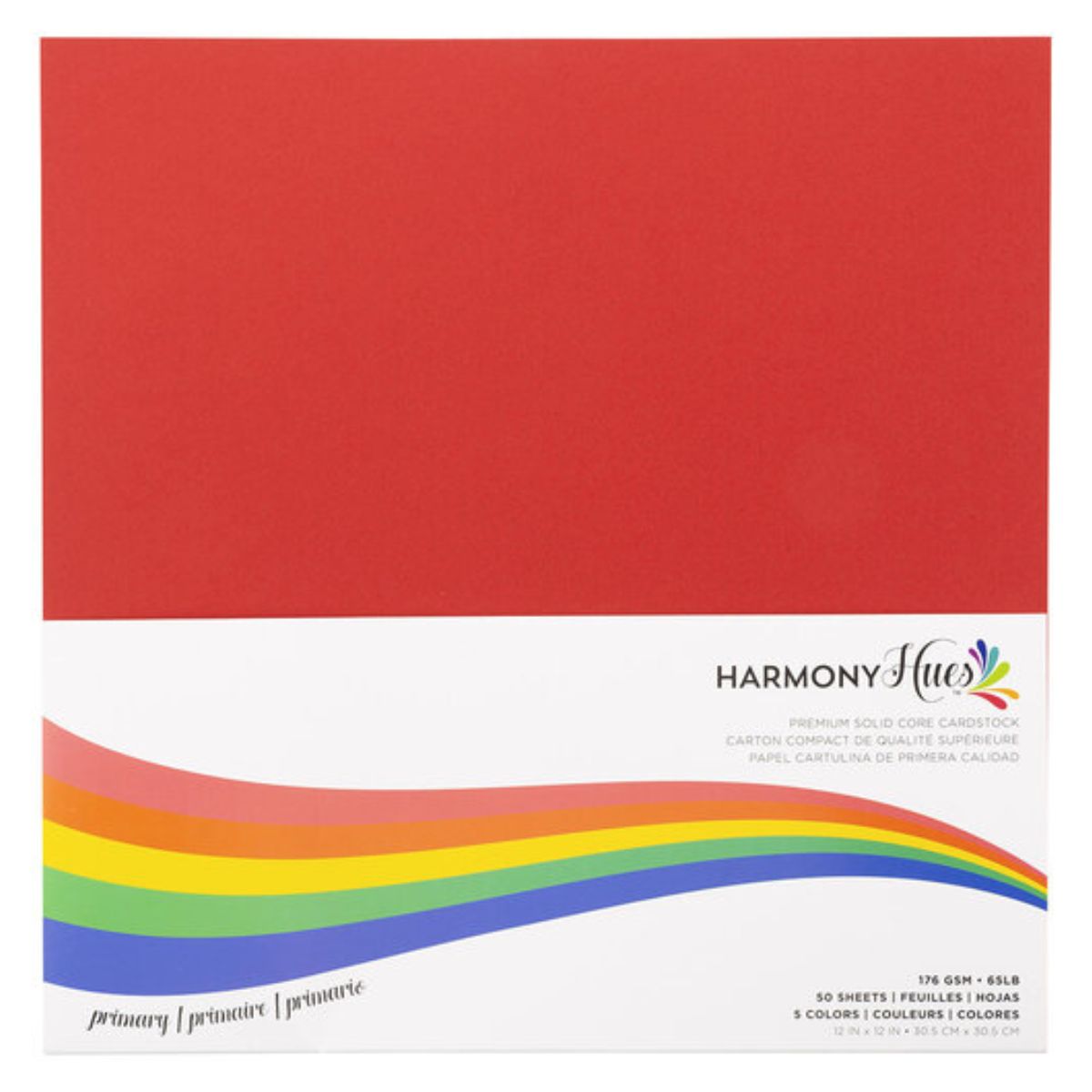 Primary Cardstock 12&quot; / 50 Hojas Cartulina Premium Colores Primarios 30.5 cm Papel Harmony Paper