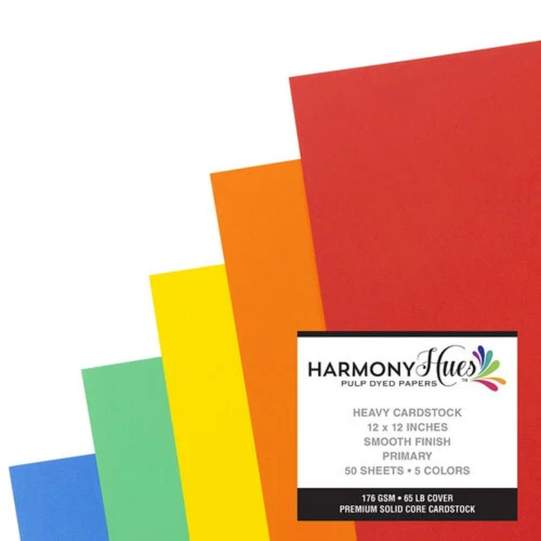 Primary Cardstock 12" / 50 Hojas Cartulina Premium Colores Primarios 30.5 cm Papel Harmony Paper
