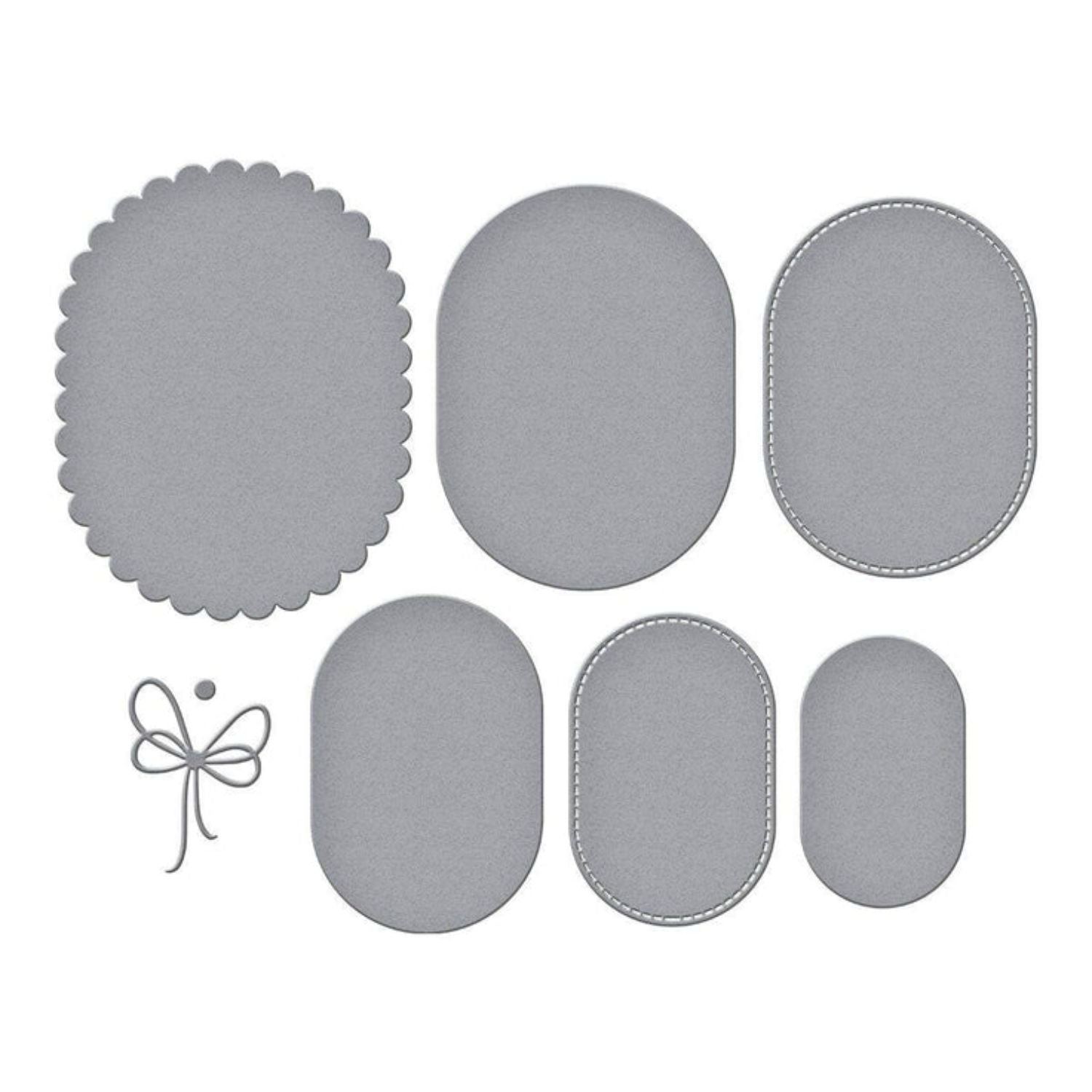 Scallop and Stitched Edge Oval Cutting Dies / Suajes Grabados Óvalos Bordes Cosidos Festoneados Dados de Corte / Suajes / Troqueles Spellbinders