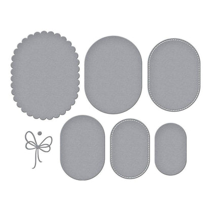 Scallop and Stitched Edge Oval Cutting Dies / Suajes Grabados Óvalos Bordes Cosidos Festoneados Dados de Corte / Suajes / Troqueles Spellbinders