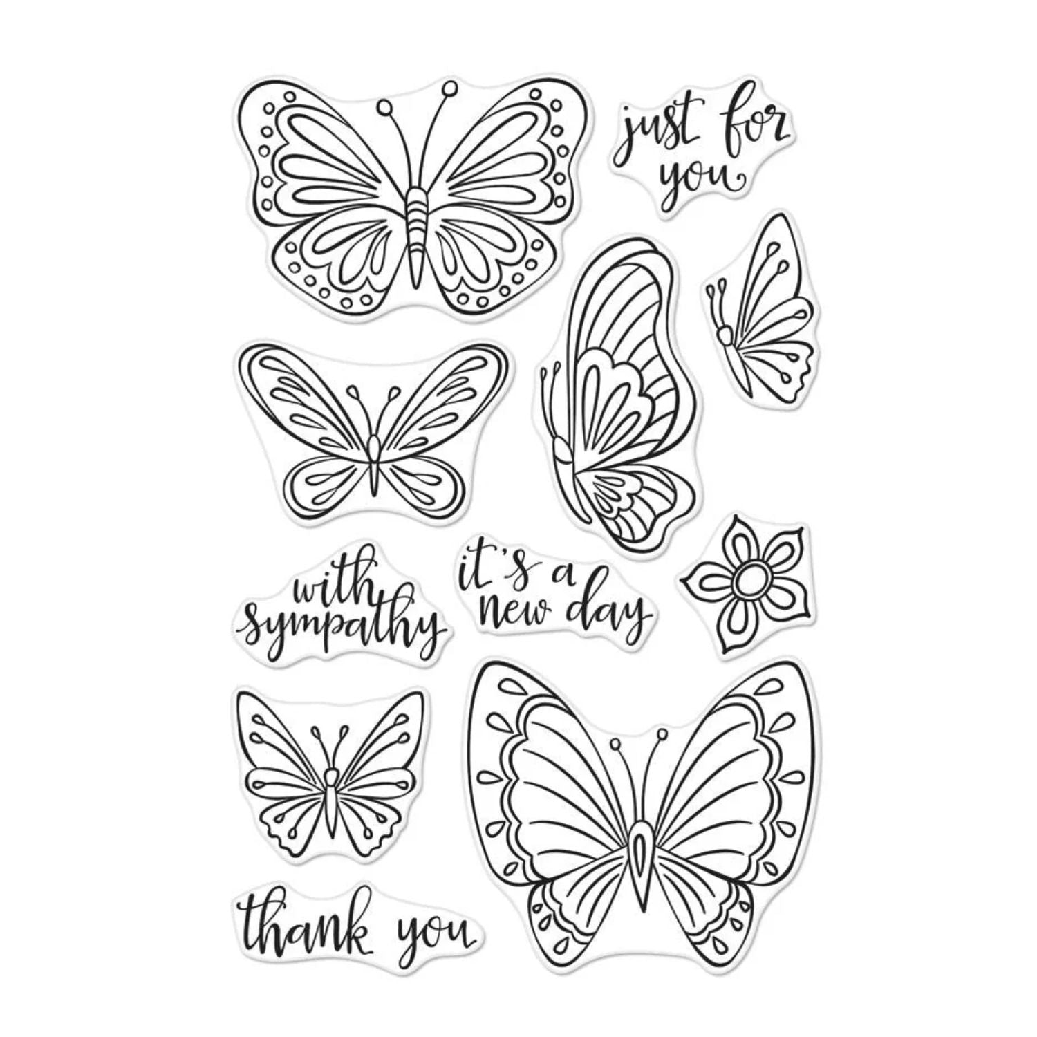 Hero Arts New Day Butterflies Clear Stamps / Sellos Transparentes Mariposas Del Nuevo Día Sellos Hero Arts