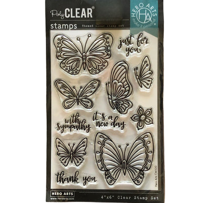 Hero Arts New Day Butterflies Clear Stamps / Sellos Transparentes Mariposas Del Nuevo Día Sellos Hero Arts