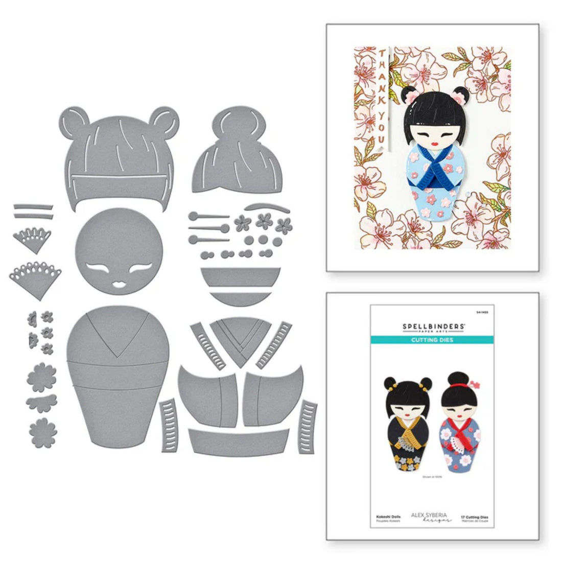 Kokeshi Dolls Cutting Dies / Suajes De Corte Muñecas Kokeshi Accesorios para Suajadoras Spellbinders