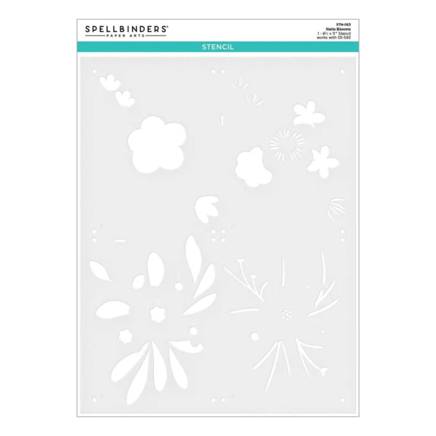 Hello Blooms Stencil / Stencil Plantilla Hola Flores Esténciles / Plantillas Spellbinders
