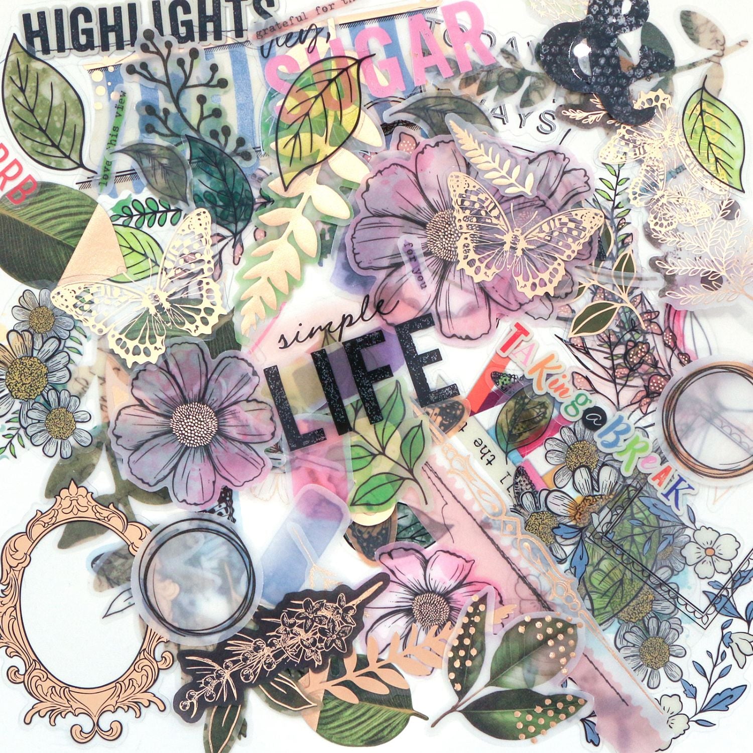 The Flower Emporium Foiled Die-Cuts/ Recortes Emporio De Flores Adornos / Embellishments 49 and Market