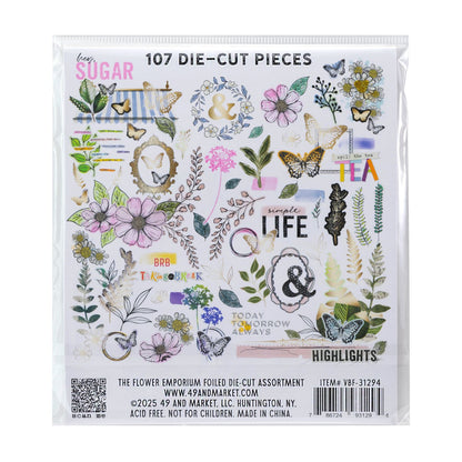 The Flower Emporium Foiled Die-Cuts/ Recortes Emporio De Flores Adornos / Embellishments 49 and Market