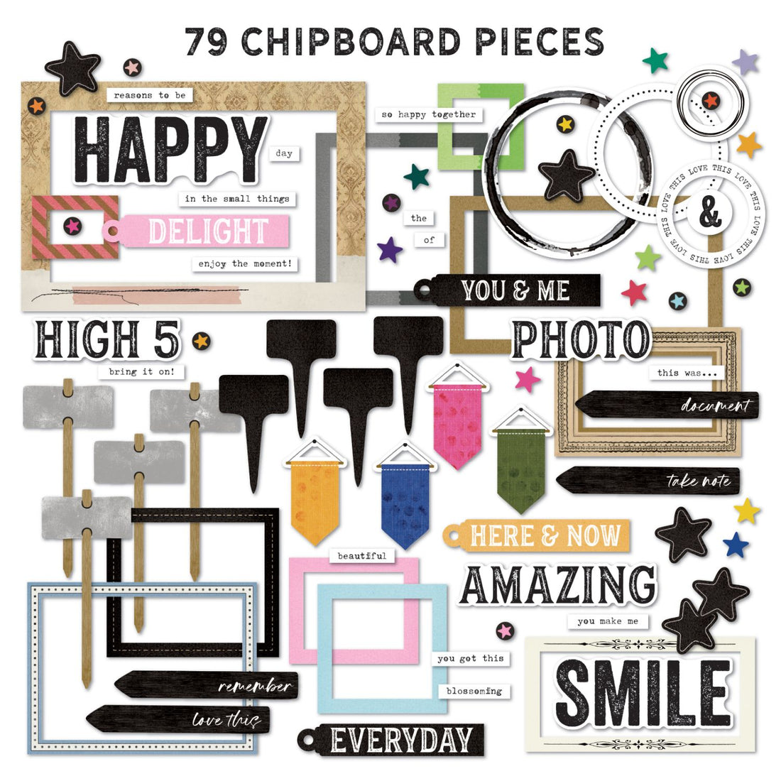 The Flower Emporium Chipboard Basics / Recortes Emporio De Flores Adornos / Embellishments 49 and Market