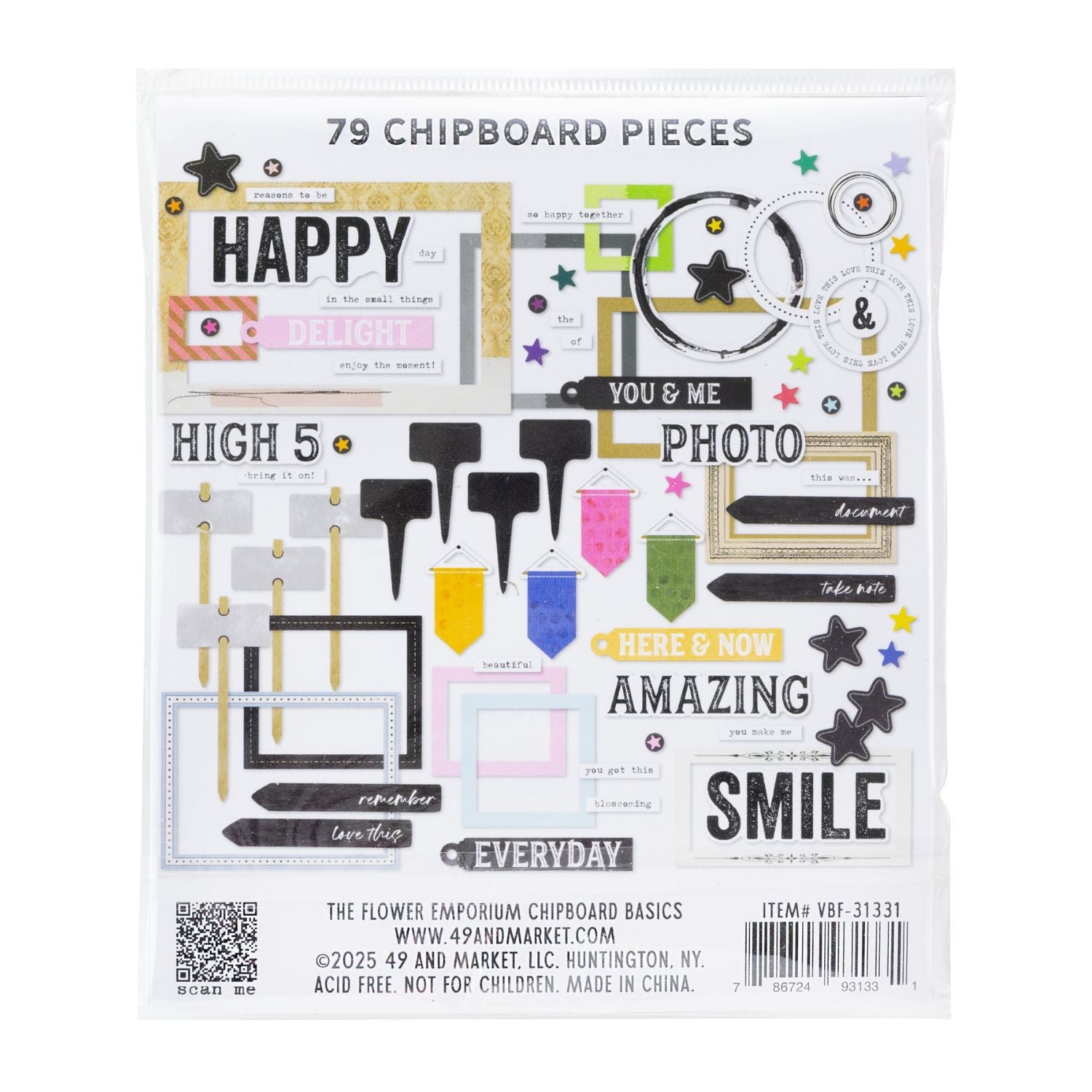 The Flower Emporium Chipboard Basics / Recortes Emporio De Flores Adornos / Embellishments 49 and Market