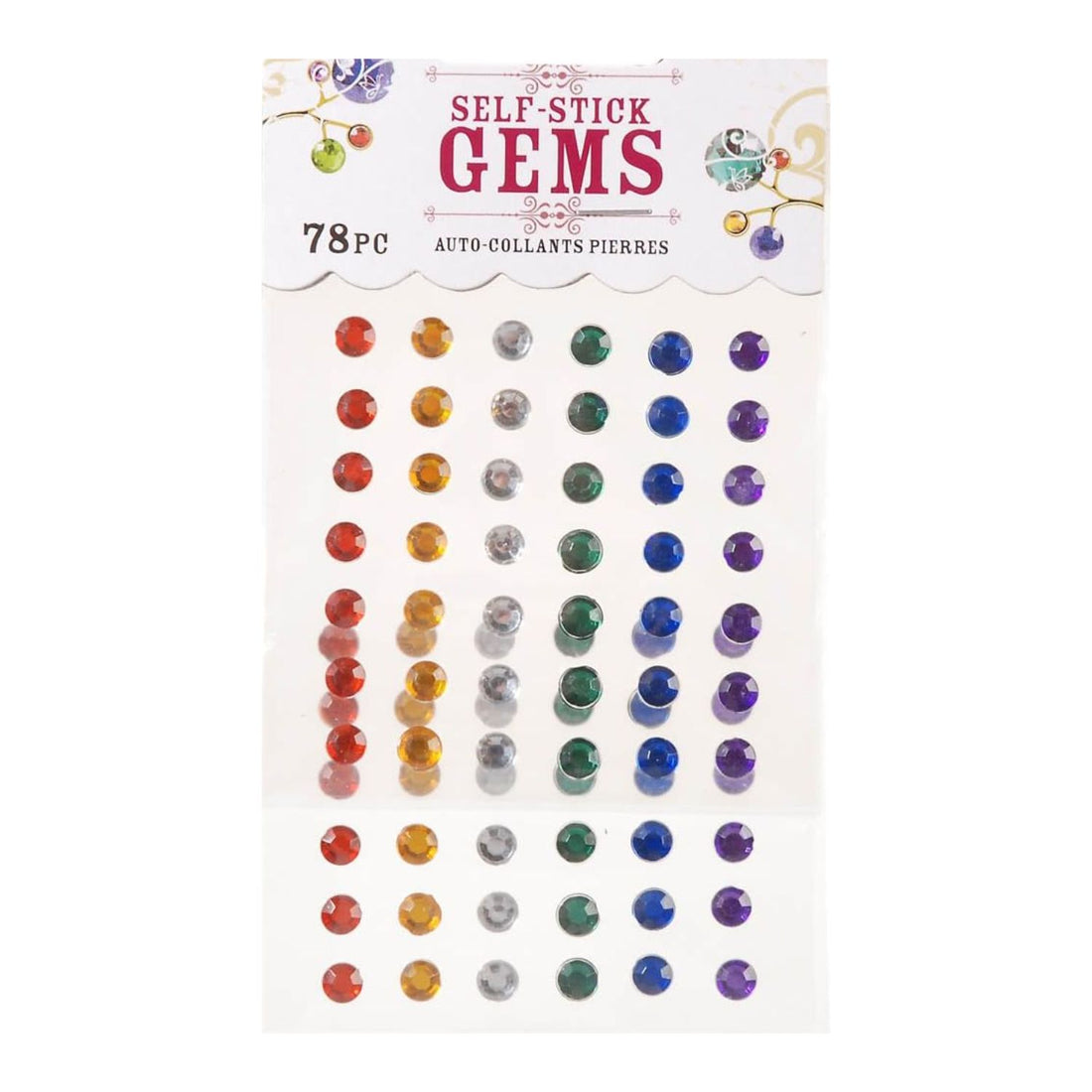Self-Stick Gems Vibrant / Piedras con Autoadhesivo Vibrantes (78 piezas) Adornos / Embellishments Darice
