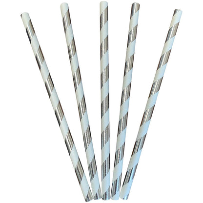 Paper Straws Silver / Popotes de Papel Decorativo Plateados Adornos / Embellishments American Crafts