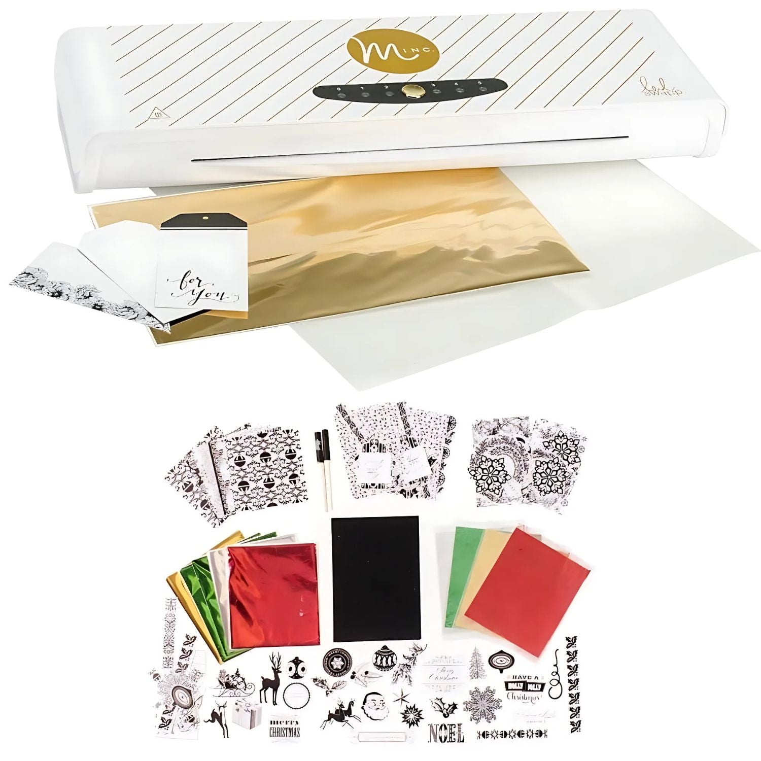 Foil Machine Heidi Swapp 12&quot; Xmas Minc / Máquina Minc Papel Kit Navideño 170 Pzas Extra Máquinas Heidi Swapp