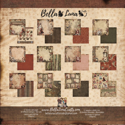Paquete 12 Papeles Caperucita Roja 8x8&quot; Papel Bellaluna Crafts