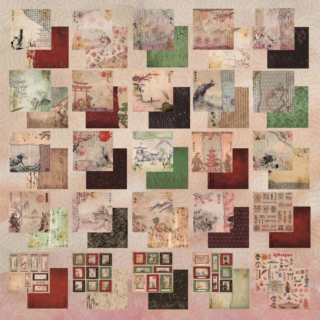 Paquete 24 Papeles Love In Japan Recortables 8x8&quot; Papel Bellaluna Crafts