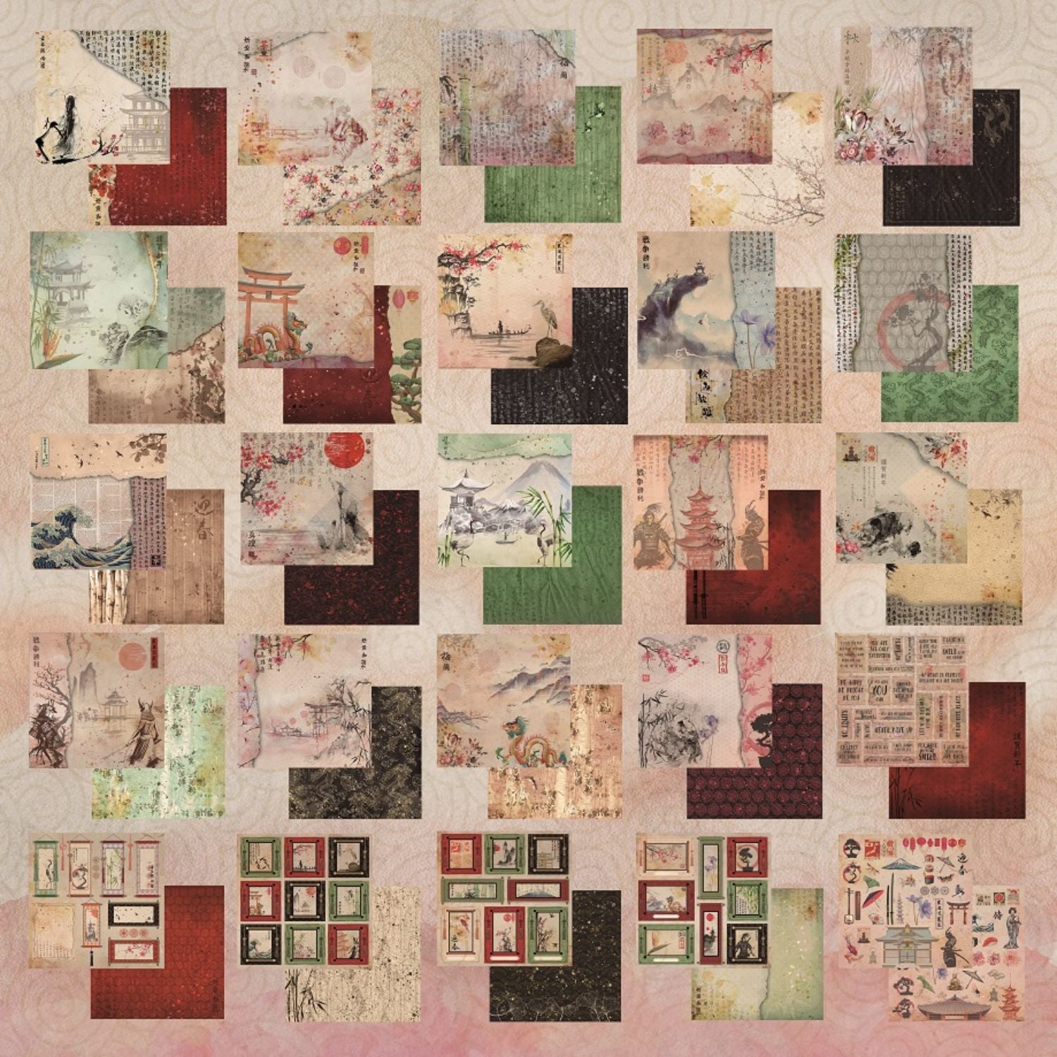 Paquete 24 Papeles Love In Japan Recortables 8x8&quot; Papel Bellaluna Crafts