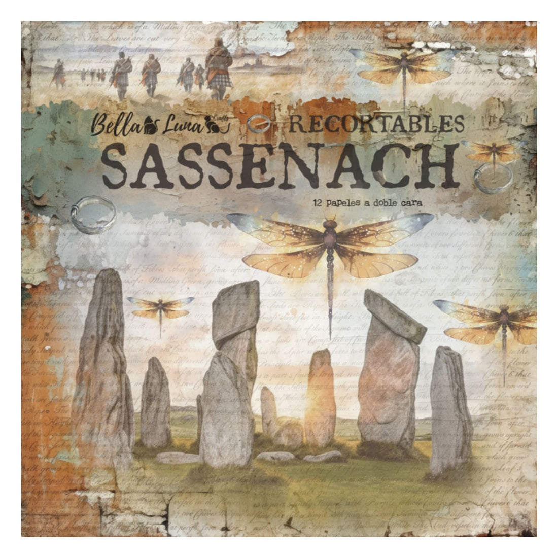 Paquete 12 Papeles Sassenach Recortes 8x8" Papel Bellaluna Crafts