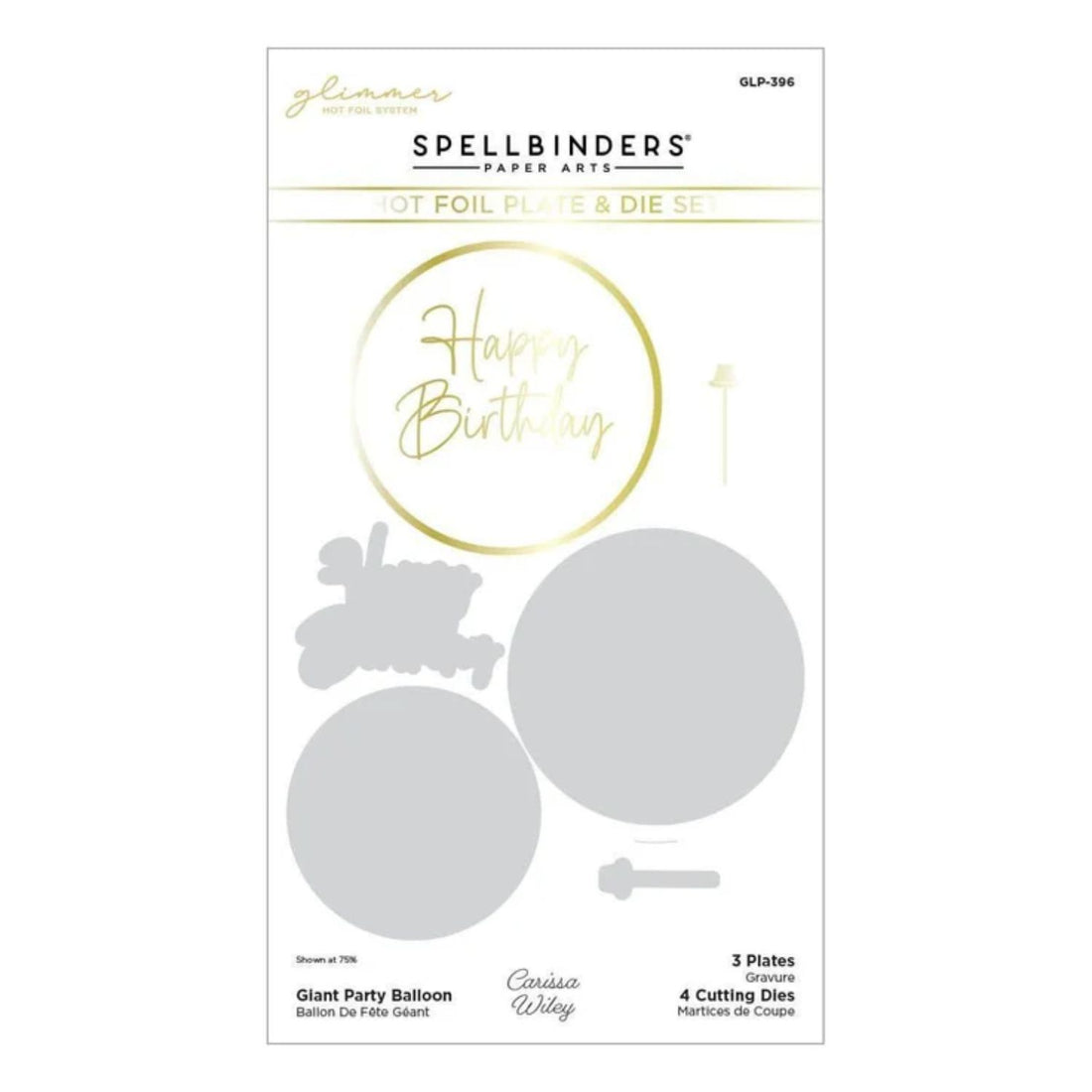 Glimmer Giant Party Balloon Hot Foil Plate &amp; Die Set / Suaje Globo Gigante Fiesta Corte Dados de Corte / Suajes / Troqueles Spellbinders