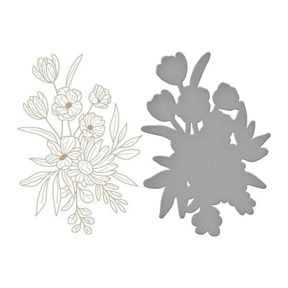 Glimmer Bouquet Hot Foil Plate &amp; Die Set / Suaje Y Placas Ramo Brillante Dados de Corte / Suajes / Troqueles Spellbinders