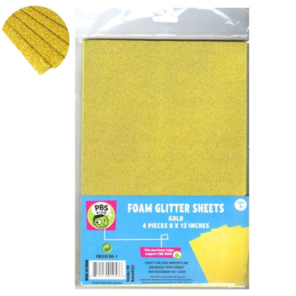 Glitter Foam Gold Sheets 8x12&quot; / Hojas de Foamy Metalizado Dorado Acetato y Especializados Craft For Kids