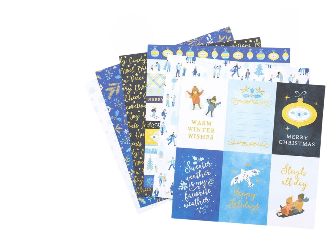 Sparkling Snow 6" Cardstock / Block de Navidad Tonos Azules Papel DCWV
