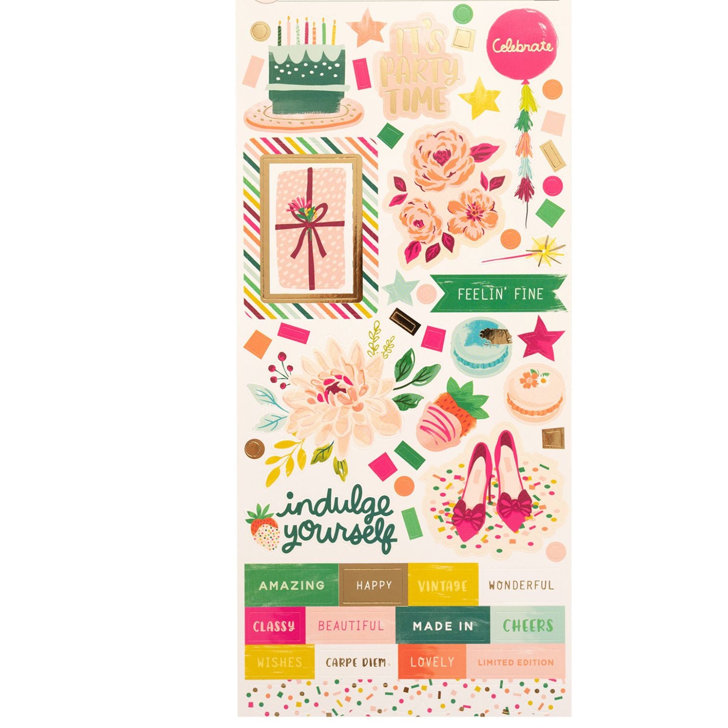 And Many More Cardstock Stickers / Estampas de Carton Stickers Pink Paislee