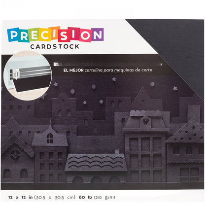 Black Precision Cardstock Pack 12&quot; / Paquete de Cartulina Negra Texturizada Papel American Crafts