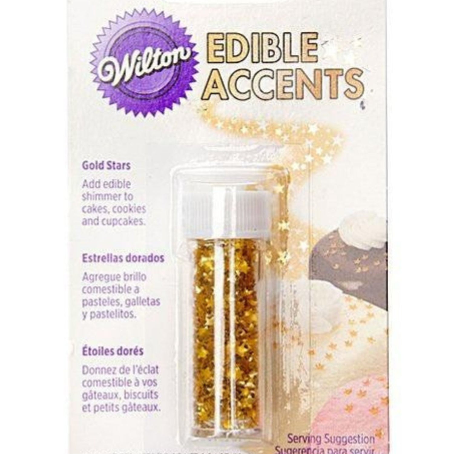 Gold Stars Edible Accents / Confeti de Estrellitas Dorados Comestibles Repostería Wilton