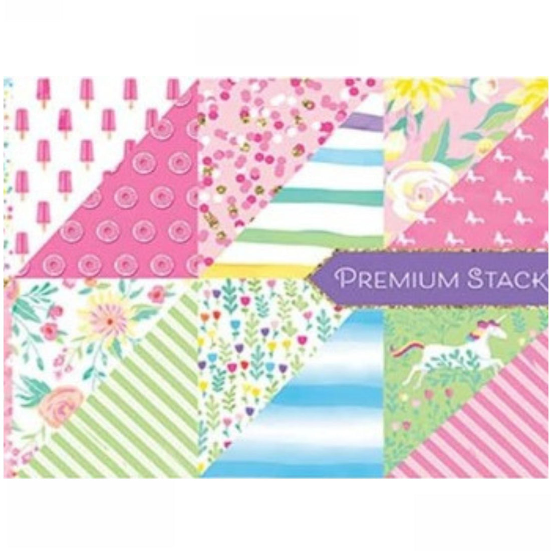 Unicorns & Rainbows Gold Glitter Paper 12" / Block de Papel Doble Cara Unicornios y Arcoirirs Papel DCWV